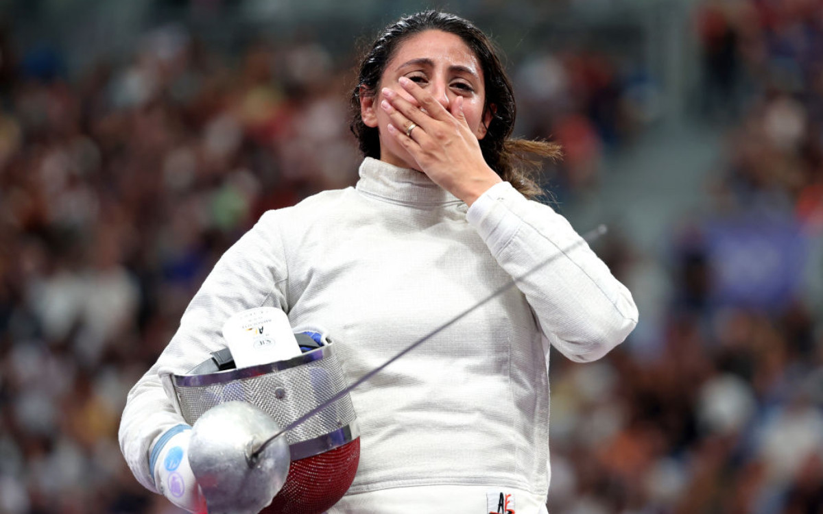 Egyptian fencer Nada Hafez competed while seven months pregnant. GETTY IMAGES