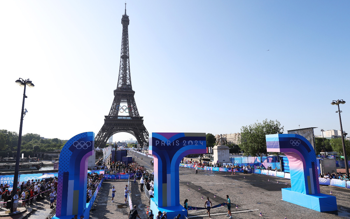 The view from the stadium of the 20km Walk Race. GETTY IMAGES