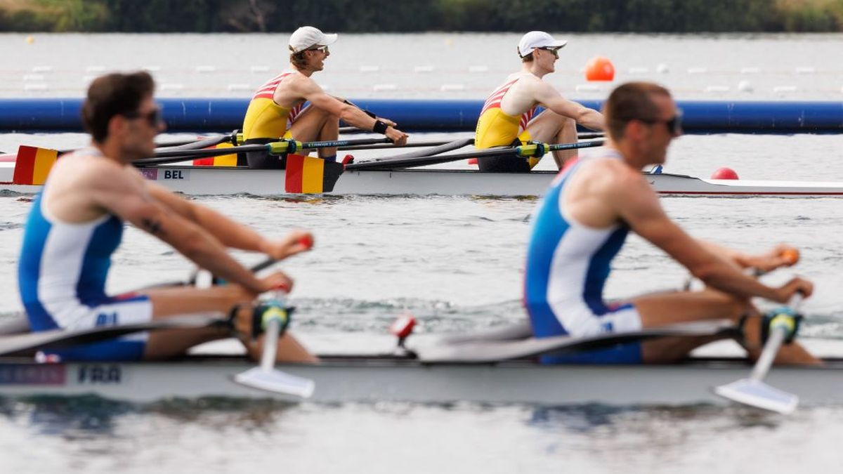 Belgian rower Niels Van Zandweghe and Belgian rower Tibo Vyvey pictured in action during the semifinals. GETTY IMAGES