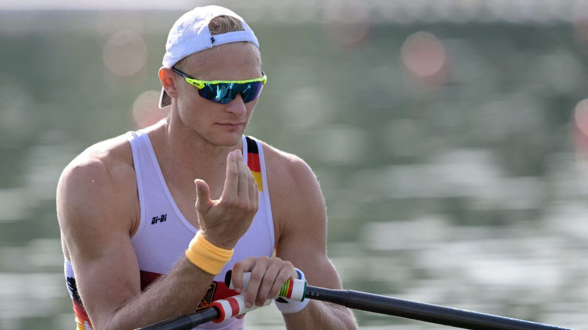 Germany's Oliver Zeidler gets ready to compete in the men's single sculls. GETTY IMAGES