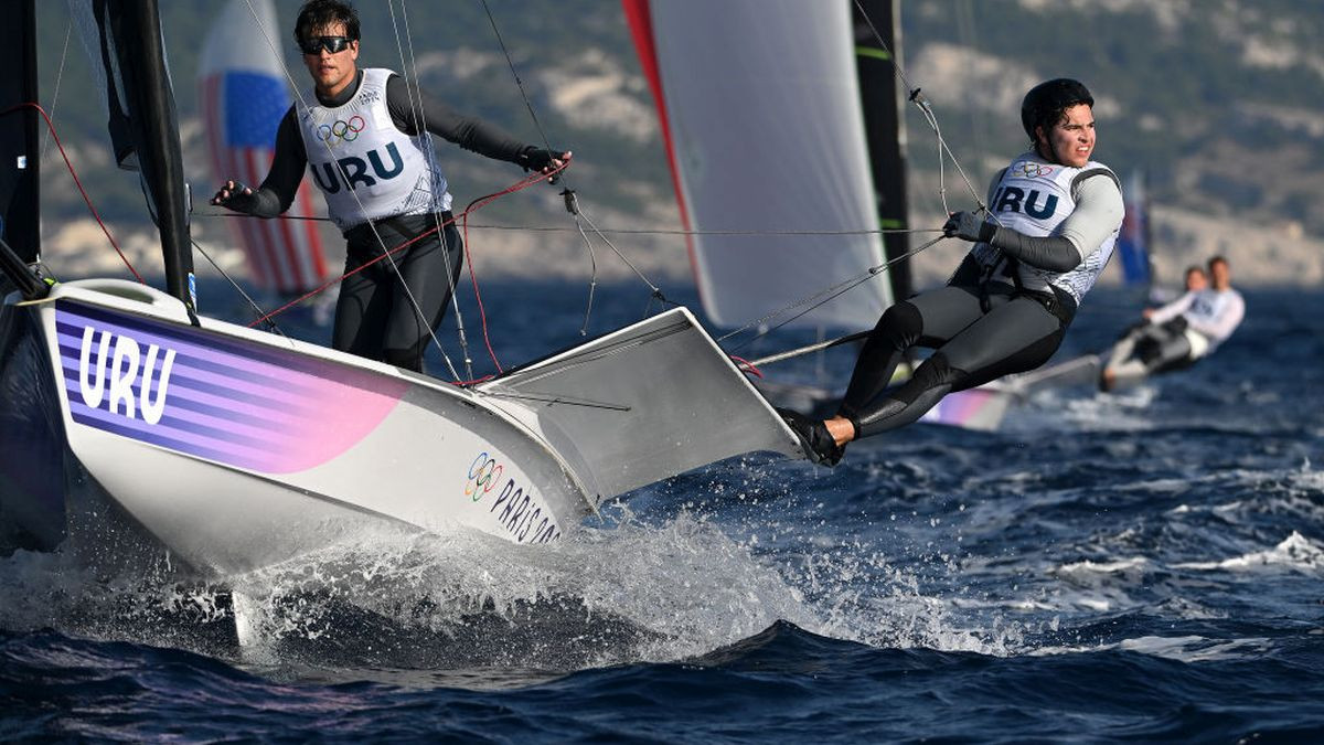 Hernan Umpierre and Fernando Diz of Team Uruguay competing in the Men's Skiff 49er class. GETTY IMAGES