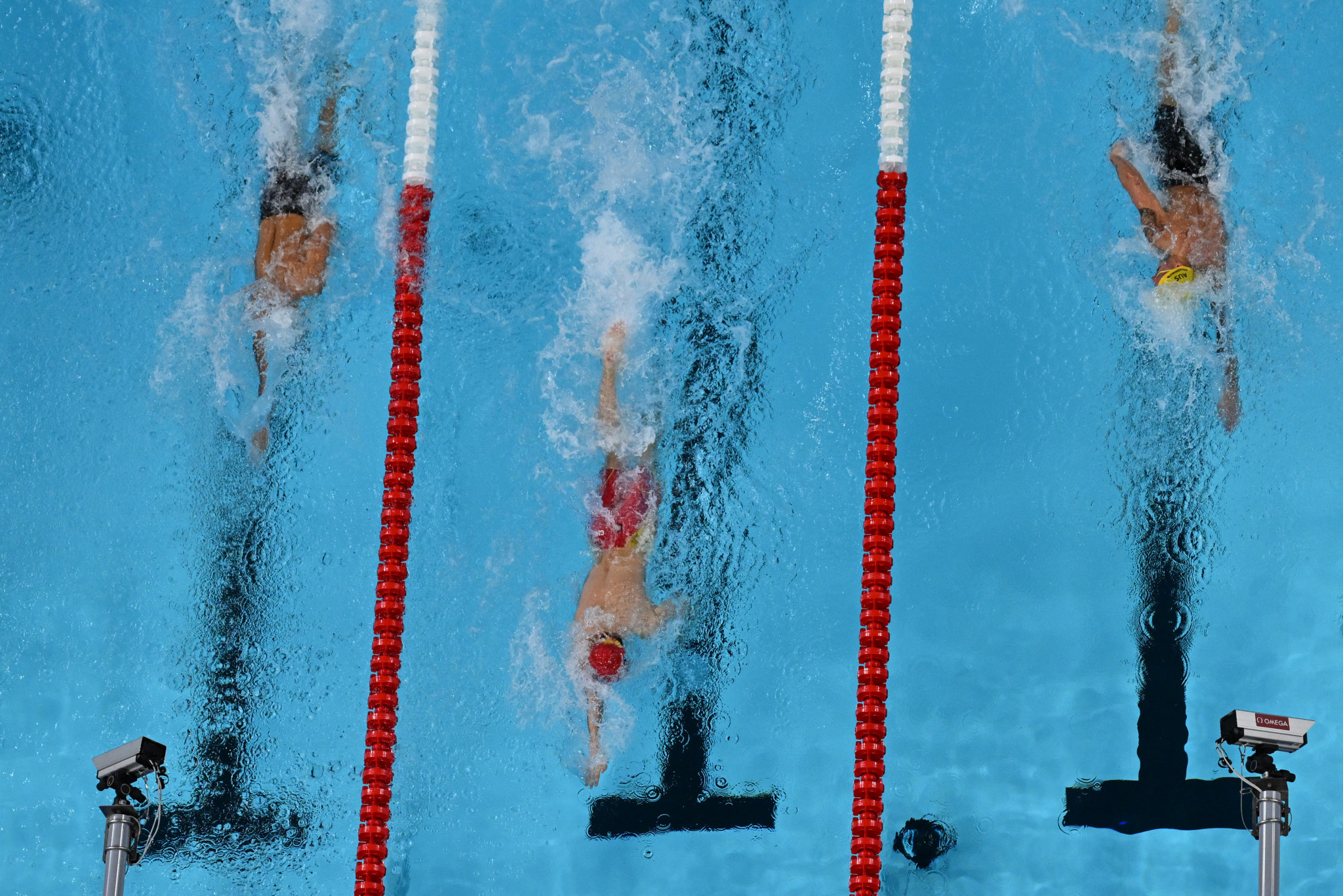 China's Pan Zhanle wins the final of the men's 100m freestyle swimming event at the Paris 2024 Olympic Games. GETTY IMAGES