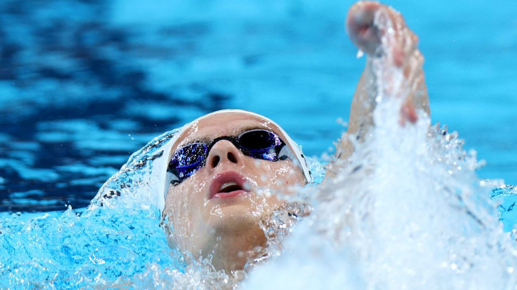 Hubert Kos of Team Hungary competes in the Men's 200m Backstroke Final. GETTY IMAGES