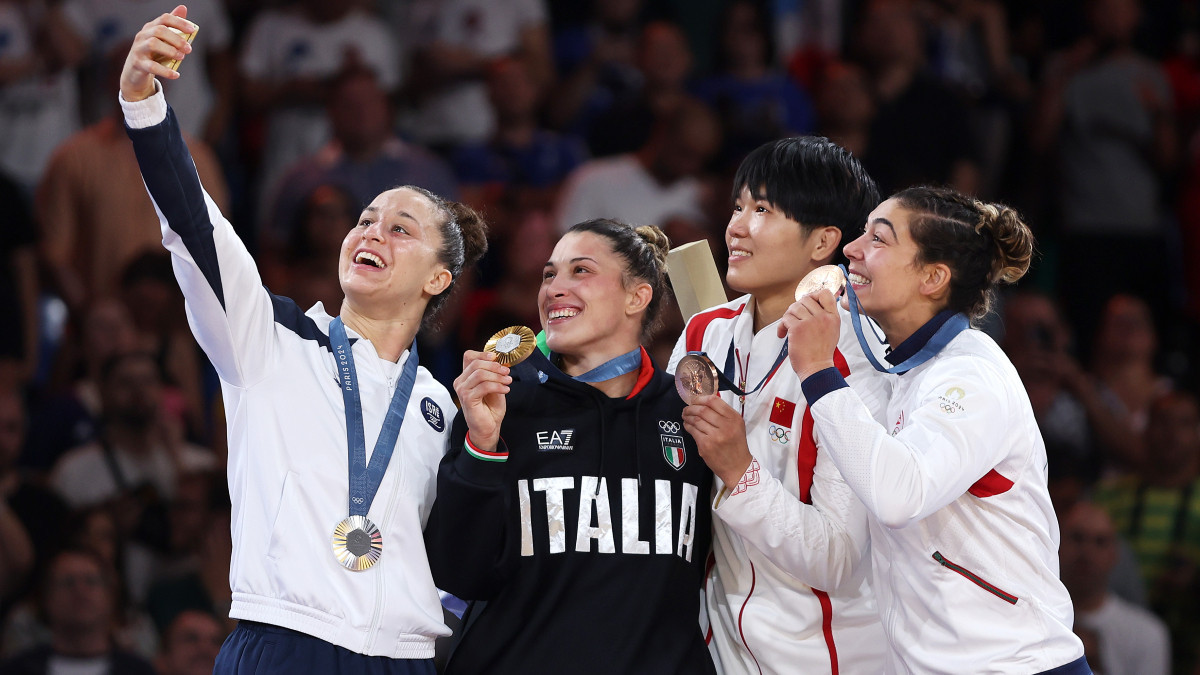 Medallists of the women's -78 kg category. GETTY IMAGES