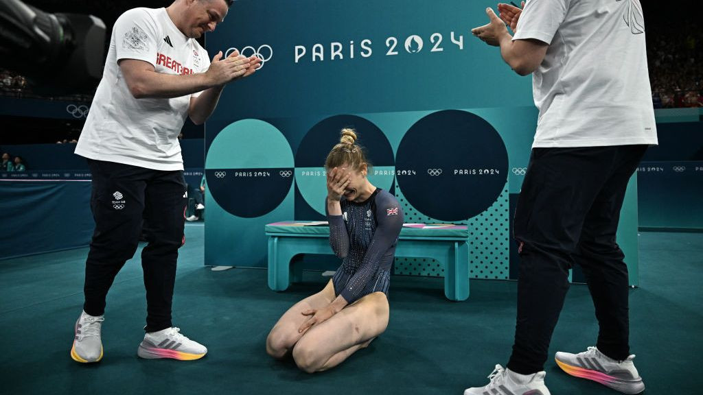 Britain's Bryony Page after the women's trampoline gymnastics final . GETTY IMAGES