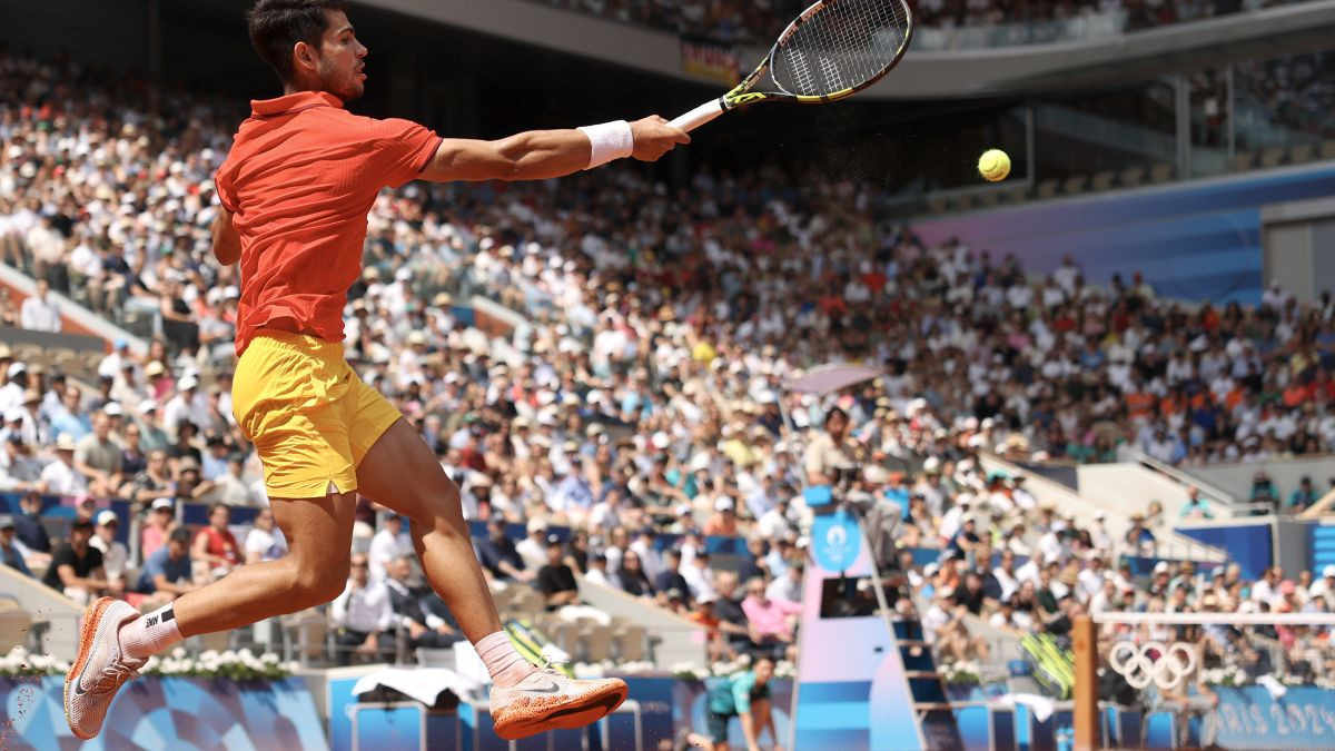 Alcaraz during the Paris Olympic semi-final. GETTY IMAGES
