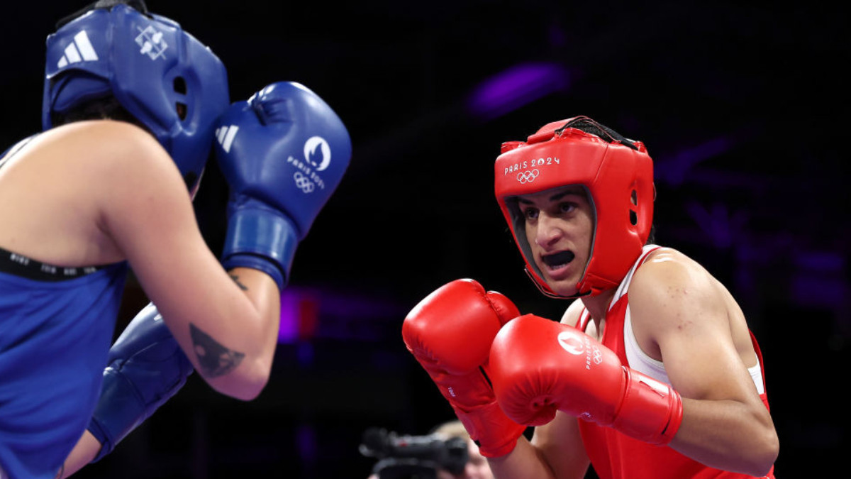 Imane Khelif looks on against Anna Luca Hamori on day eight of the Paris 2024 at North Paris Arena. GETTY IMAGES