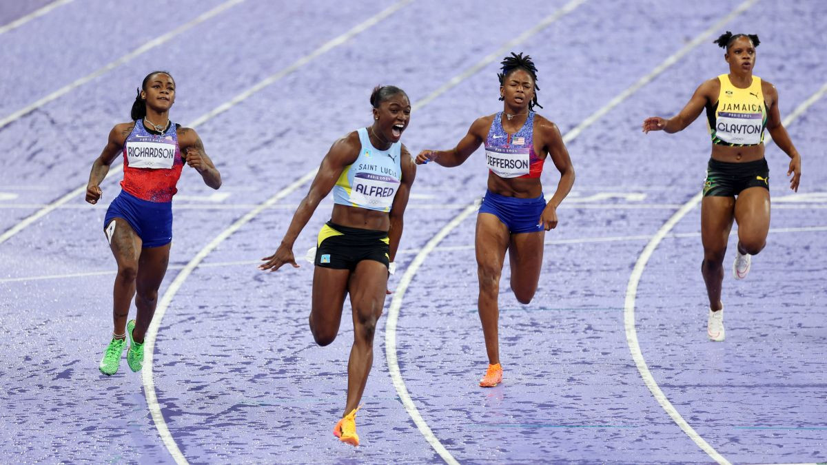 Alfred explodes with joy after crossing the finish line. GETTY IMAGES