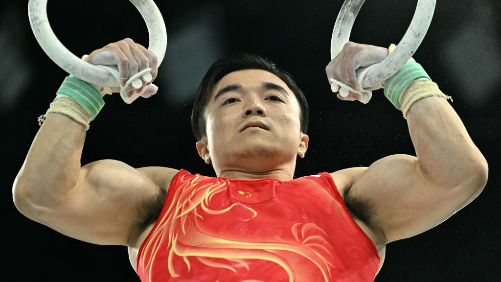 Chinas Liu Yang competes in the artistic gymnastics mens rings. GETTY IMAGES
