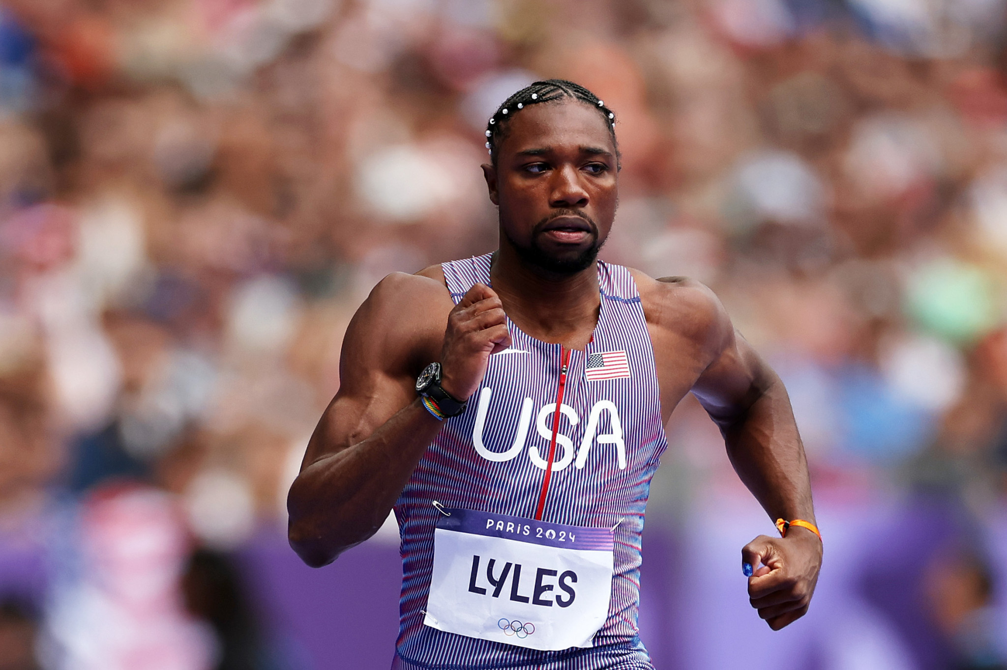 Sprint star Noah Lyles has been praised by Sebastian Coe. GETTY IMAGES