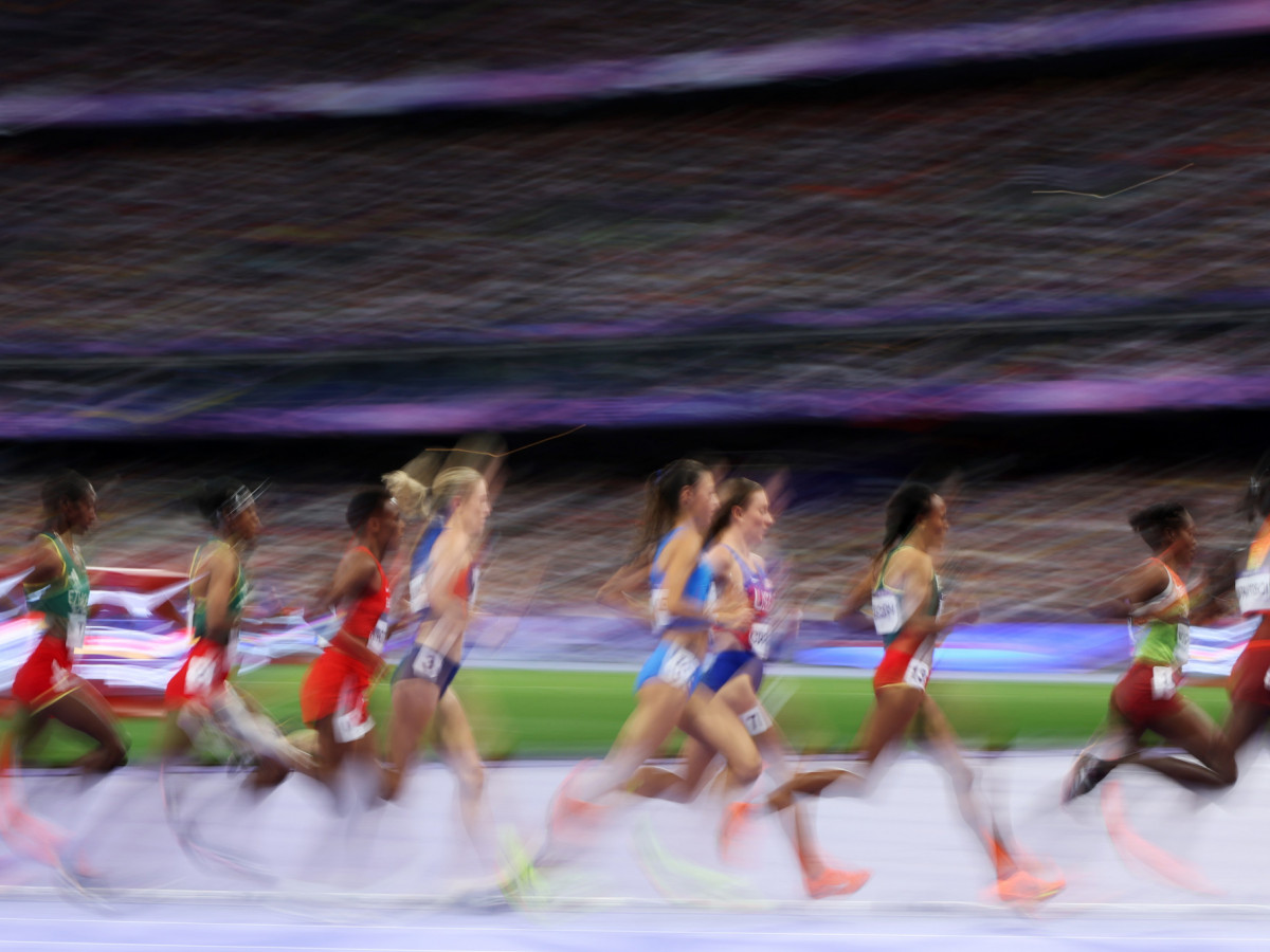 A general view as athletes competes during the Women's 5000m Final on day ten of the Paris 2024 Olympic Games. GETTY IMAGES