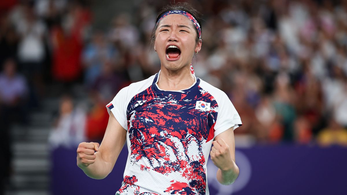 Se Young An celebrates the gold medal in Paris. GETTY IMAGES