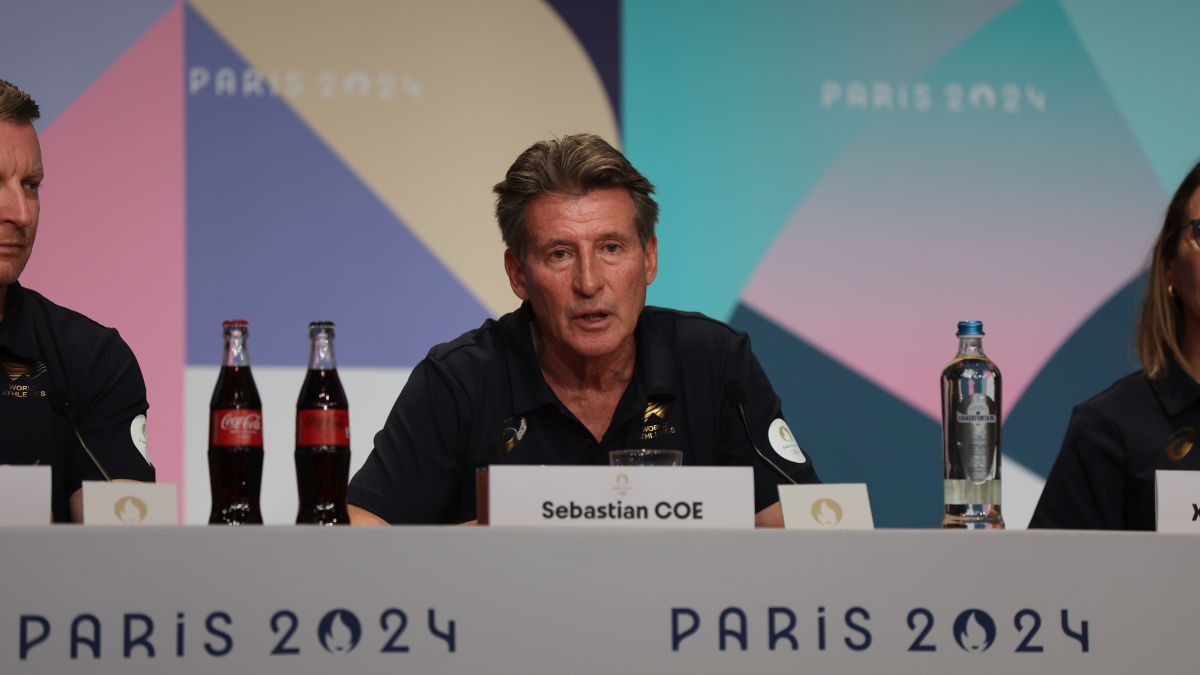 World Athletics President Sebastian Coe speaks during a World Athletics press conference on the Olympic Games Paris 2024. GETTY IMAGES