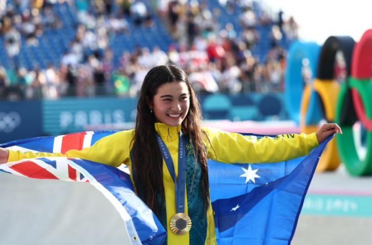 Arisa Trew wins Olympic gold at the age of 14. GETTY IMAGES