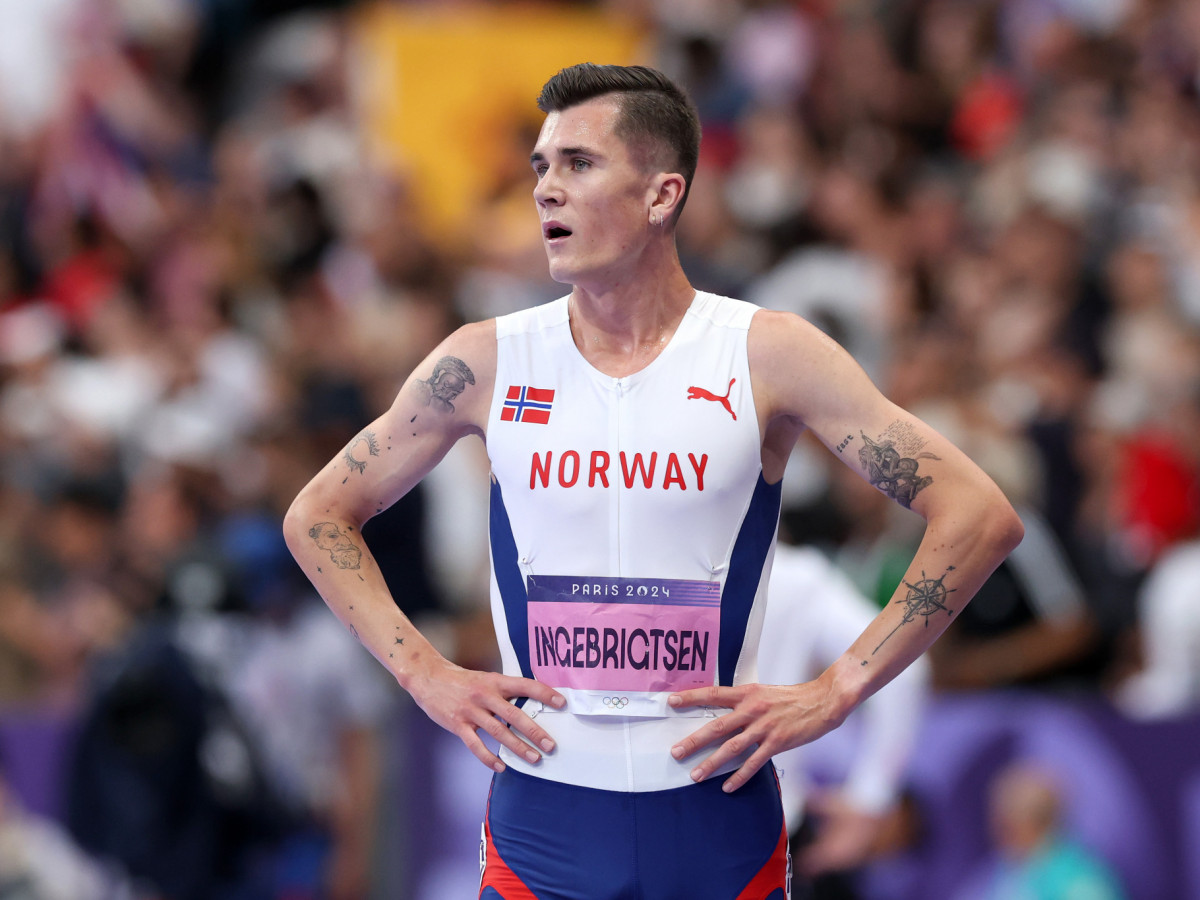 Jakob Ingebrigtsen of Team Norway after finishing fourth in the Men's 1500m Final at the Paris 2024 Olympic Games. GETTY IMAGES