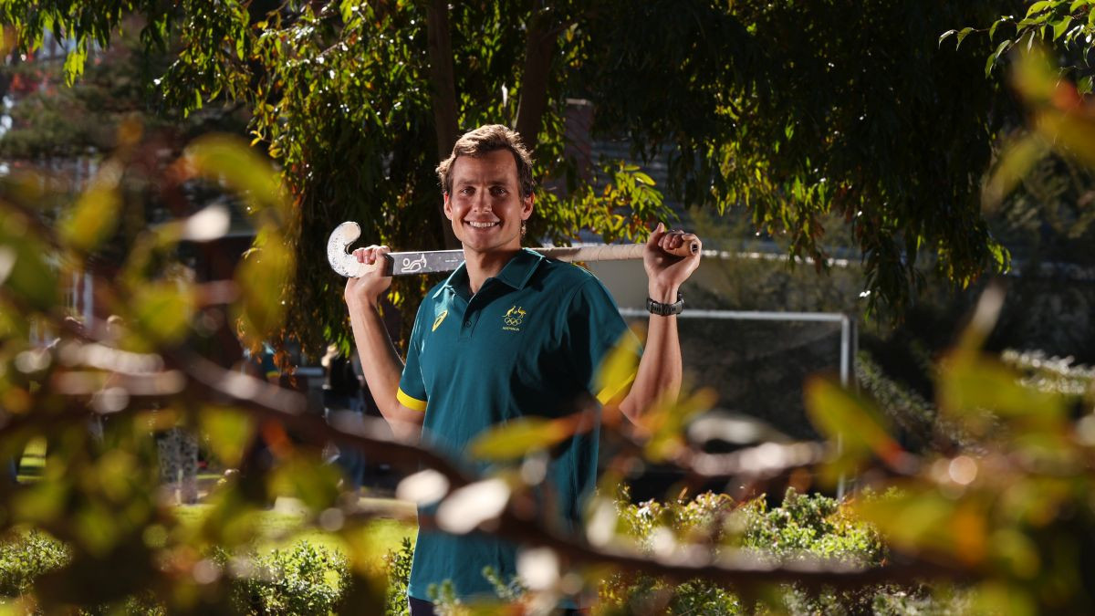 Thomas Craig poses during the Paris 2024 Australian hockey team announcement. GETTY IMAGES