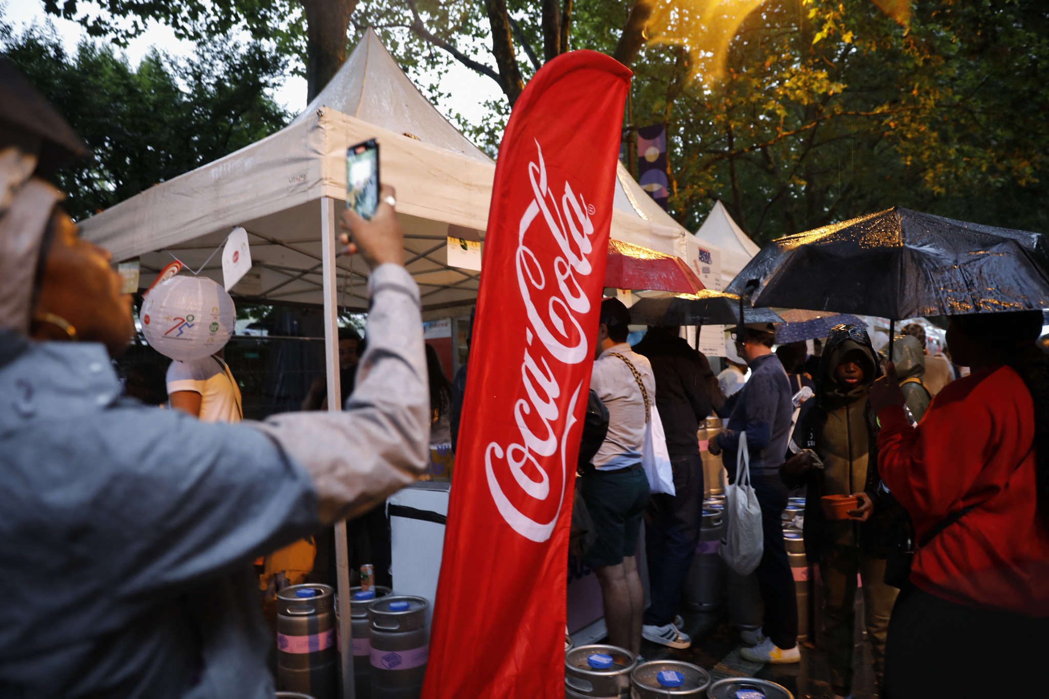 Coca-Cola stalls offering Olympic goers soft drinks ahead of the Olympic Ceremony. GETTY IMAGES