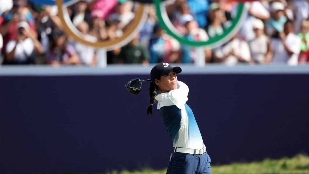 Celine Boutier competes in round 1 of the women's golf individual stroke play. GETTY IMAGES