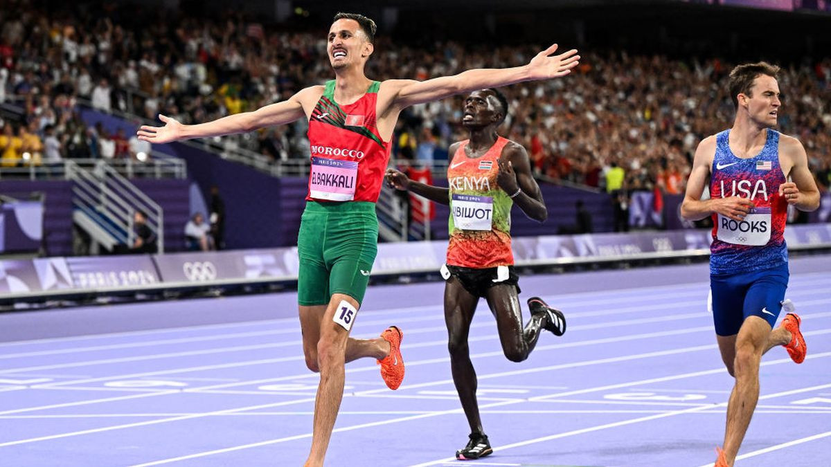 Soufiane El Bakkali wins the men's 3000m steeplechase final. GETTY IMAGES