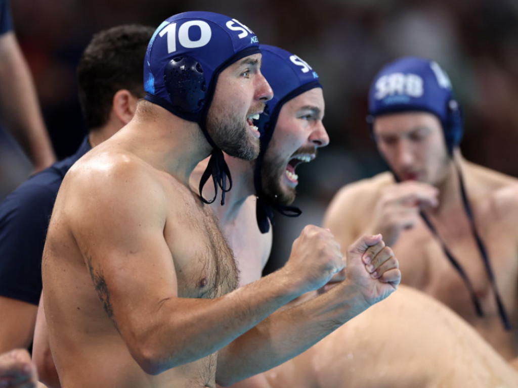 Alex Bowen and Adrian Weinberg of Team United States celebrate winning in the Men's Quarterfinal match GETTY IMAGES