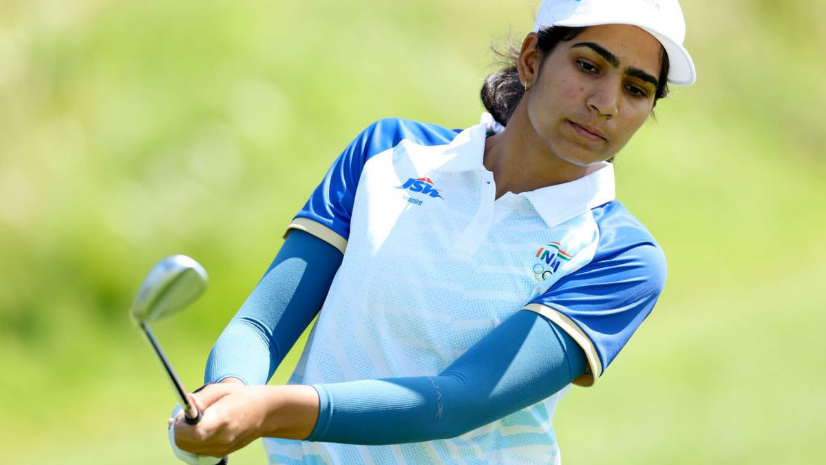 Diksha Dagar of Team India plays a shot on the second hole during a practice round. GETTY IMAGES