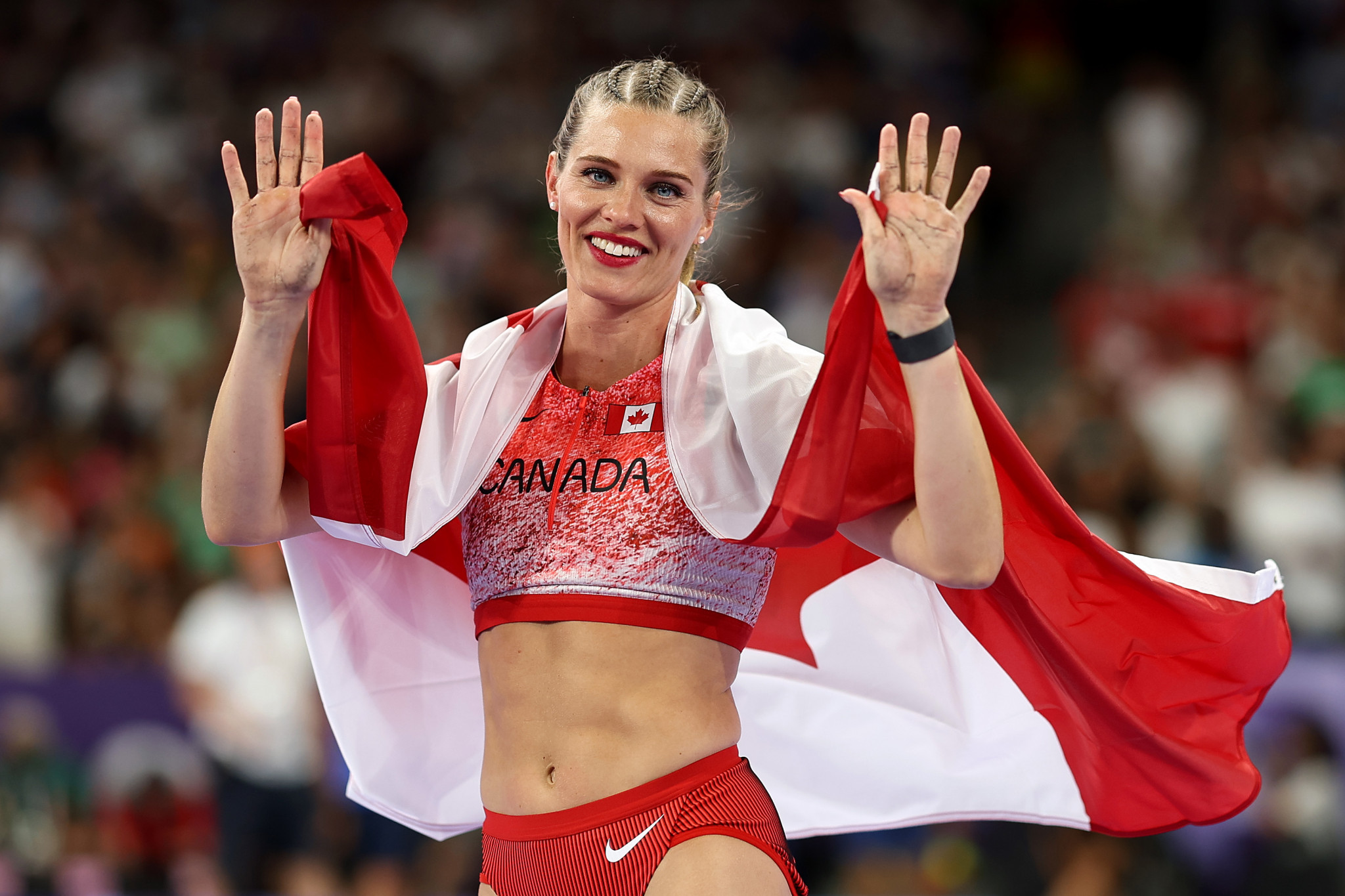 Alysha Newman has made Candian history in the women's pol vaulting. GETTY IMAGES