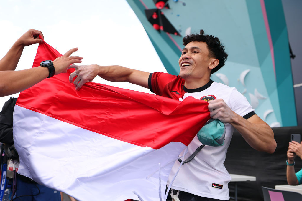 Indonesia had hoped to medal in speed climbing at the Paris Olympics and Veddriq Leonardo made that dream come true. GETTY IMAGES