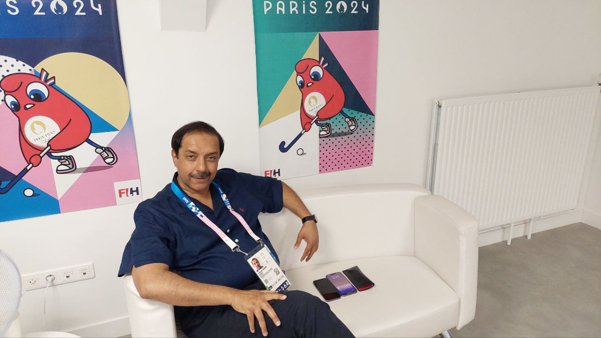 Tayyab Ikram, President of the International Hockey Federation (FIH), in his VIP office at the stadium during Paris 2024. RDP / INSIDE THE GAMES