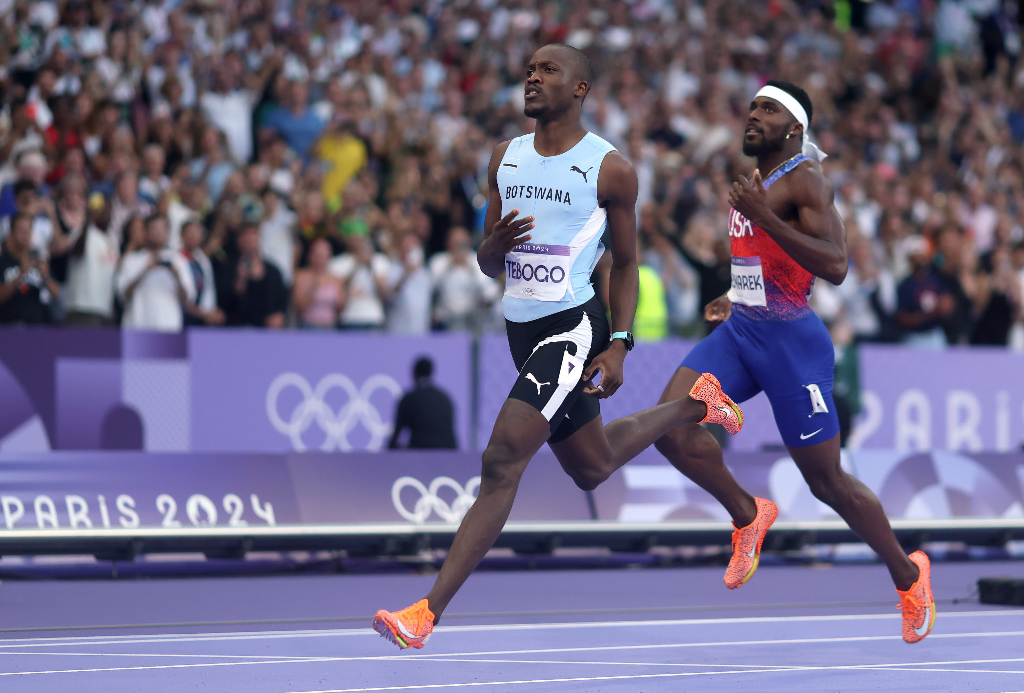  Letsile Tebogo of Team Botswana celebrates winning the gold medal in the Men's 200m Final at the Paris 2024 Olympic Games. GETTY IMAGES