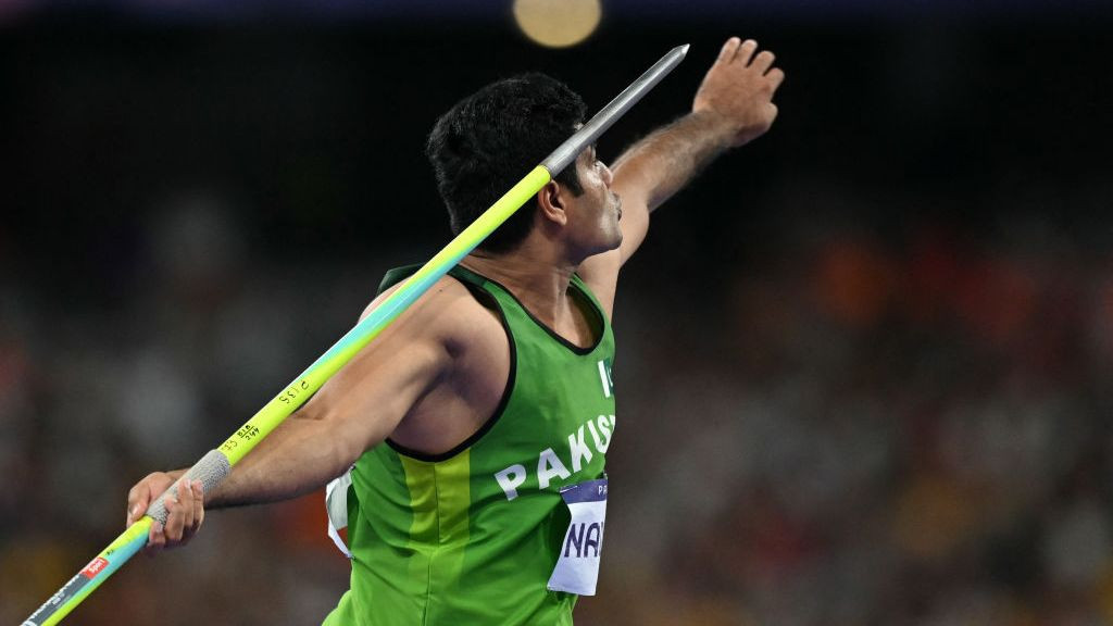 Pakistan's Arshad Nadeem competes in the men's javelin throw final. GETTY IMAGES