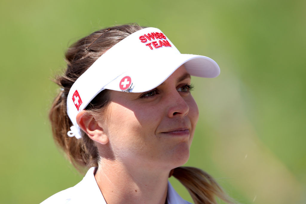 Morgane Metraux of Team Switzerland looks across the 18th green. GETTY IMAGES