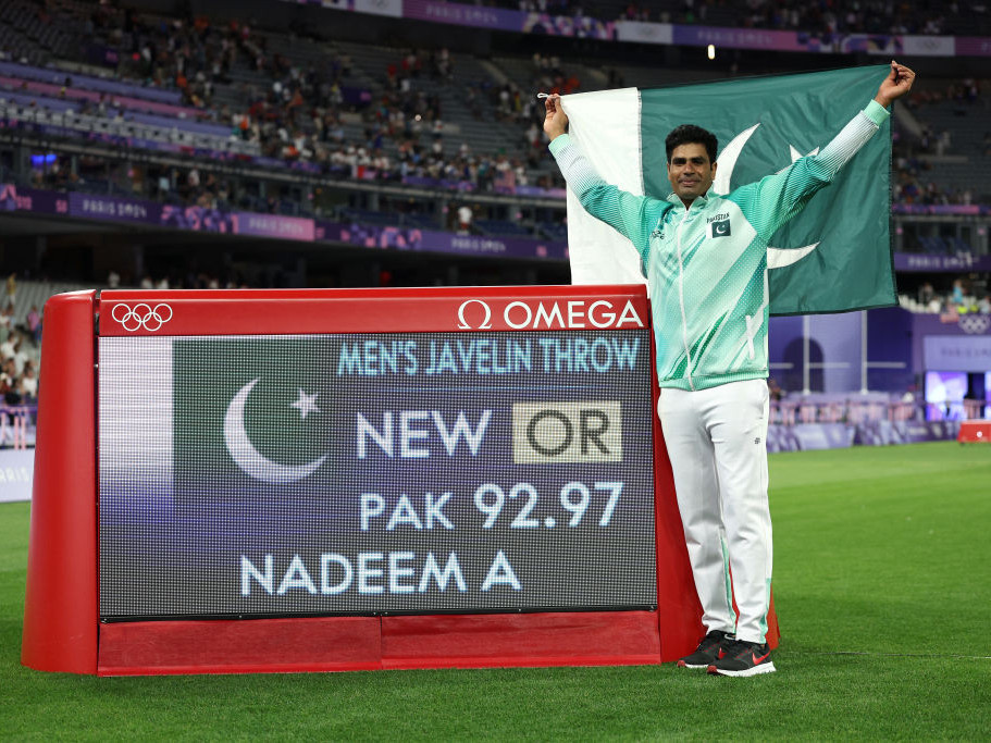 Arshad Nadeem made history Thursday, securing the first individual gold medal for Pakistan and an Olympic record. GETTY IMAGES