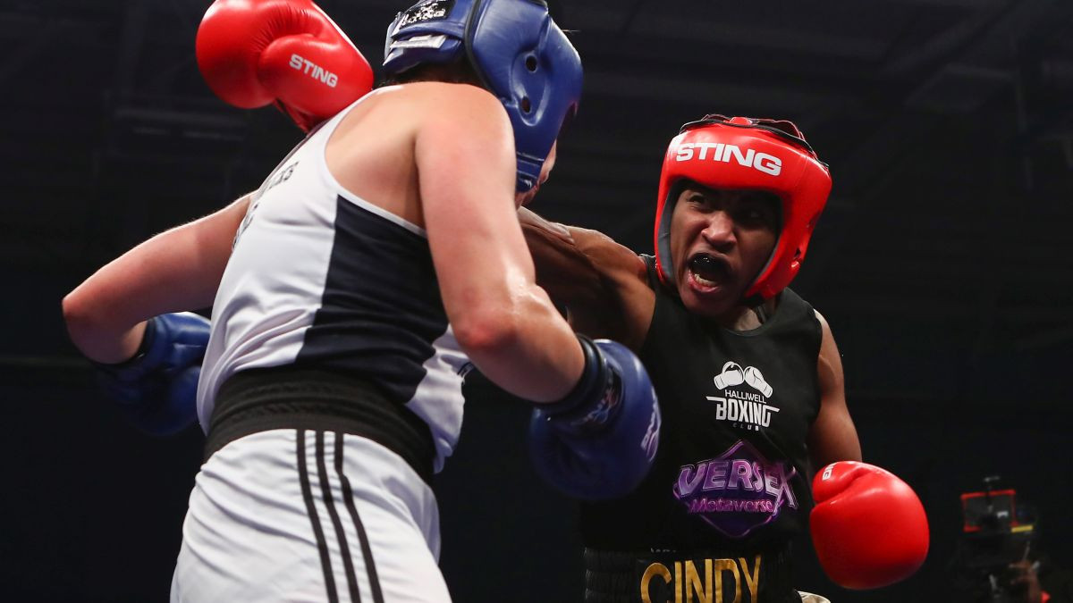 Ngamba fights in the women's NAC during the England National Amateur Boxing Championships 2021. GETTY IMAGES