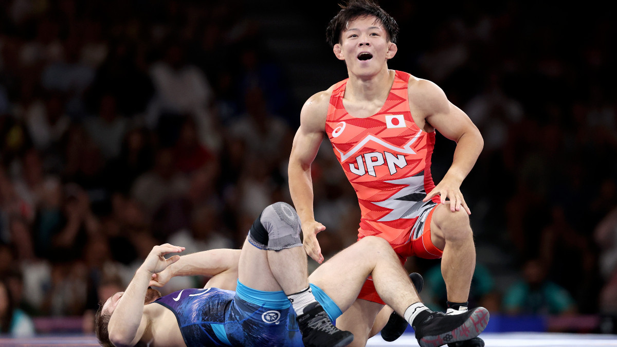 Rei Higuchi (Japan) seconds after defeating USA's Spencer Lee in the final of the -57 kg category. GETTY IMAGES