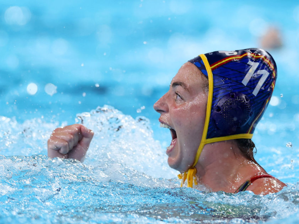 Maica Garcia Godoy of Team Spain celebrates a goal in the Women's Semifinal match between Team Netherlands and Team Spain. Getty Images