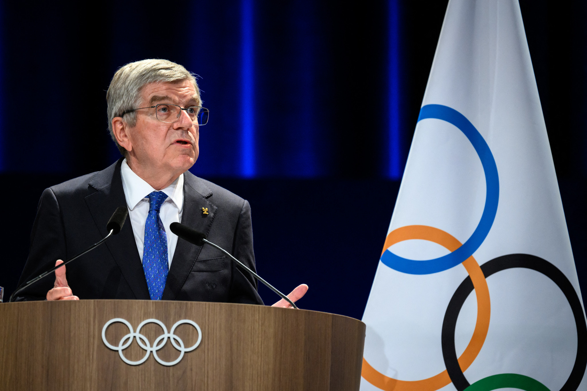 Thomas Bach during the 142nd IOC Session in Paris. GETTY IMAGES