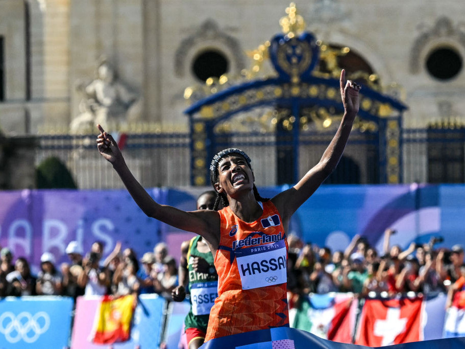 Netherlands' Sifan Hassan broke the Olympic record to win the women's marathon. GETTY IMAGES