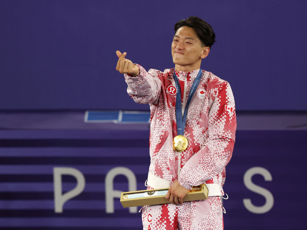 Gold medallist B-Boy Phil Wizard of Team Canada celebrates his win. GETTY IMAGES