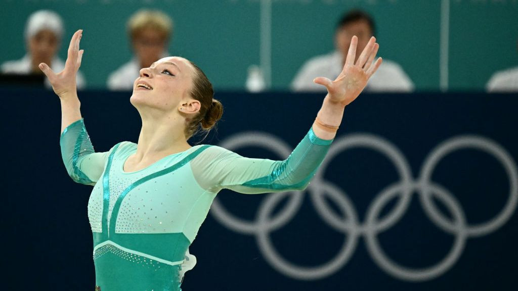 Romania's Ana Barbosu competes in the artistic gymnastics women's floor exercise final . GETTY IMAGES