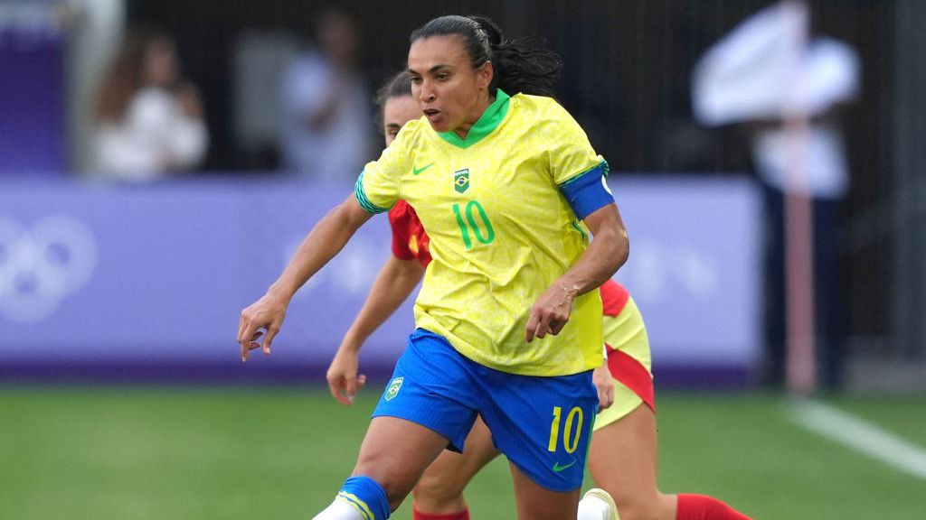 Marta #10 of Team Brazil controls the ball during the Women's group C match between Brazil and Spain. GETTY IMAGES