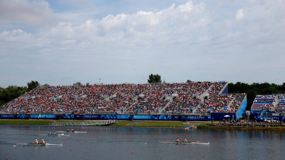 The stands at the Vaires-sur-Marne Nautical Stadium completely packed on one of the days of competition. GETTY IMAGES