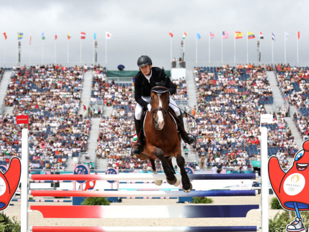 Csaba Bohm of Team Hungary competes during the Men’s Individual, Semi-Final A, Riding Show Jumping on day fourteen of the Olympic Games Paris 2024 GettyImages