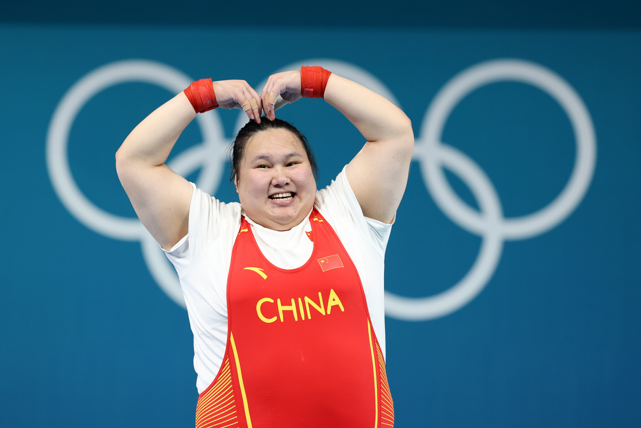 Li Wenwen was certainly full of joy after her achievement. GETTY IMAGES