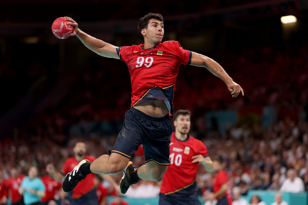 Javier Rodriguez #99 of Team Spain shoots the ball against Team Germany during the Men's Semifinal match GettyImages