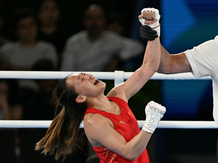 China's Chang Yuan reacts after beating Turkey's Hatice Akbas. GETTY IMAGES