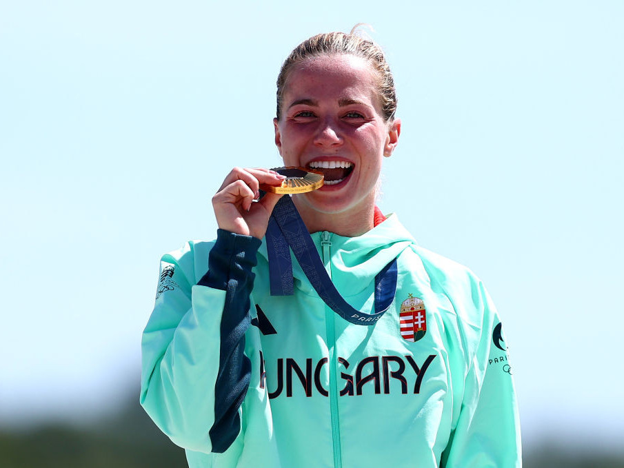 Michelle Gulyas of Hungary won the women's modern pentathlon. GETTY IMAGES