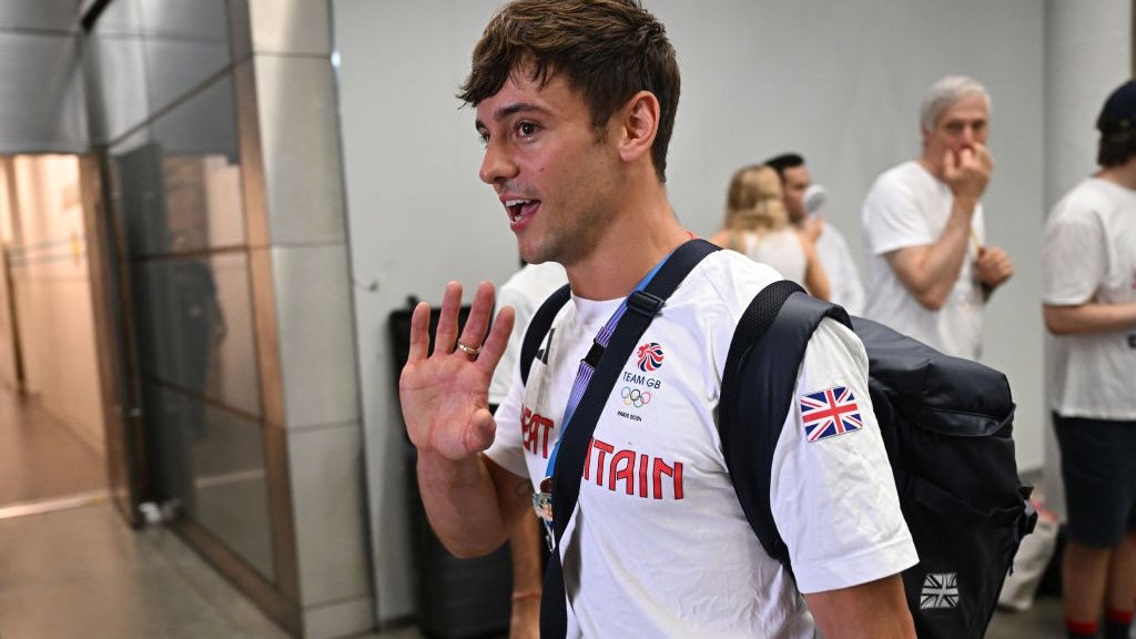 Diver Tom Daley of Team GB arrives back in the UK. GETTY IMAGES