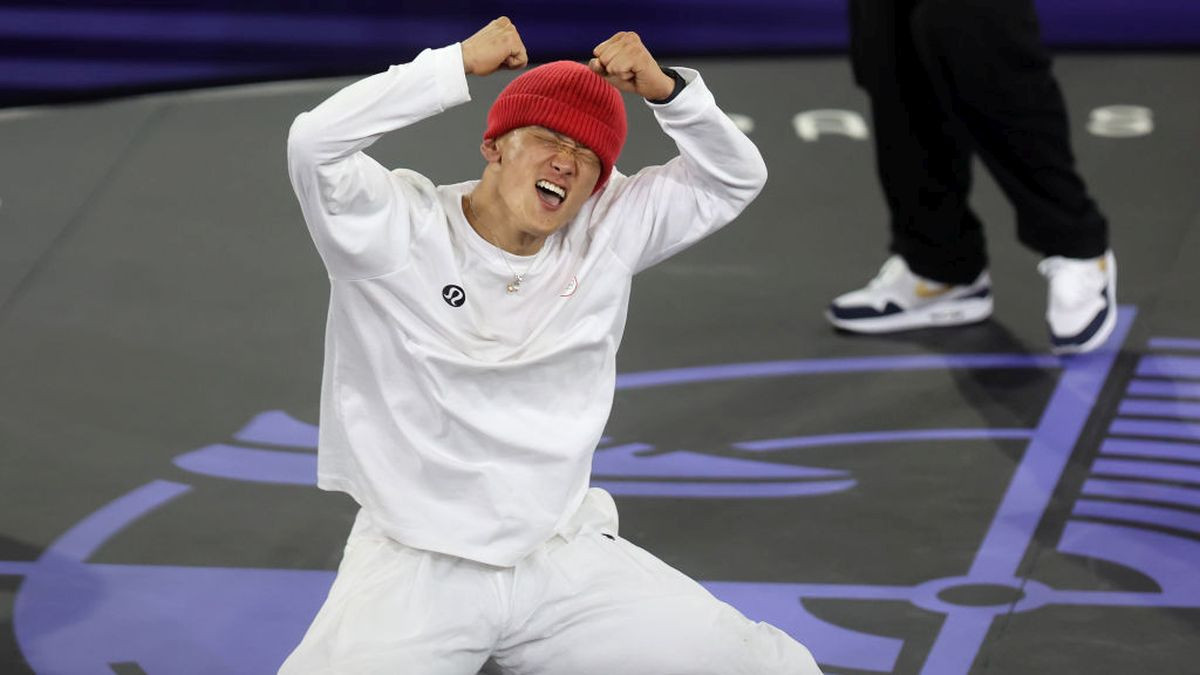 B-Boy Phil Wizard of Team Canada celebrates victory against B-Boy Dany Dann. GETTY IMAGES