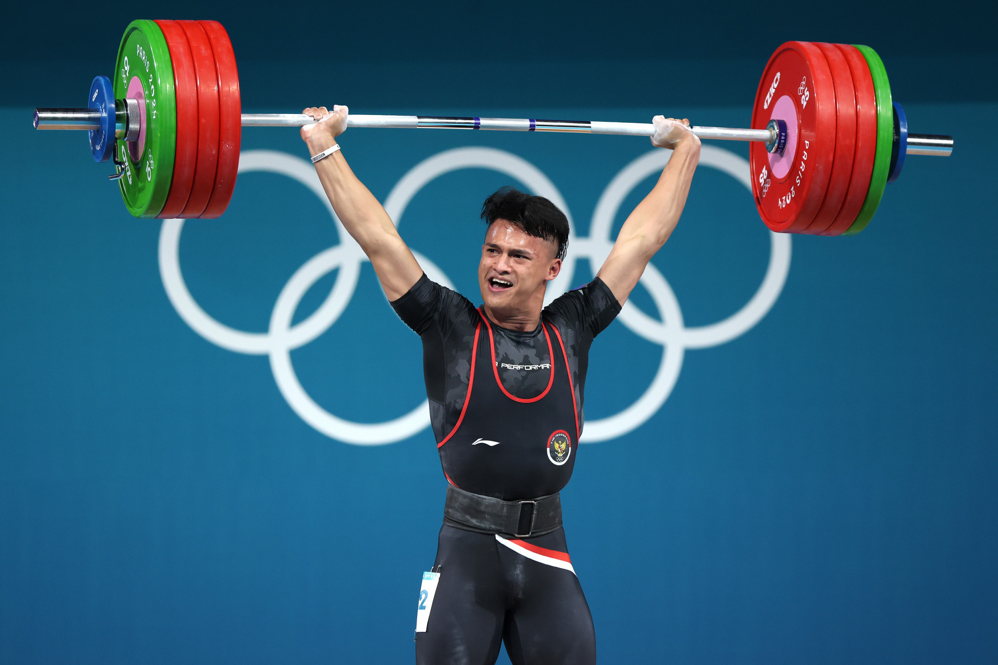 Rizki Juniansyah of Indonesia set a new world record in the 73kg category. GETTY IMAGES