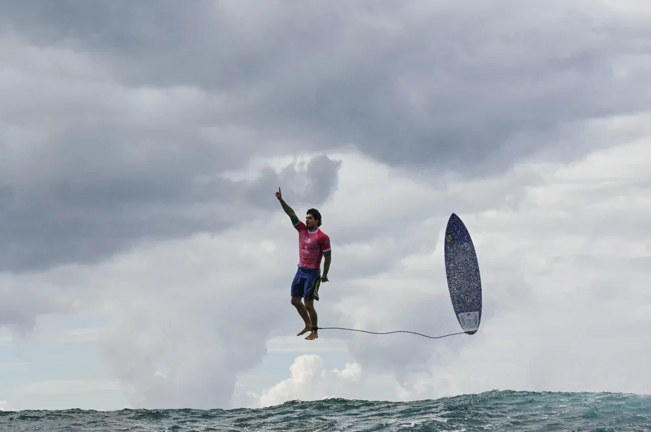 Gabriel Medina was in the right place at the right time as this stunning image was captured. JEROME BROUILLET/AFP VIA GETTY IMAGES